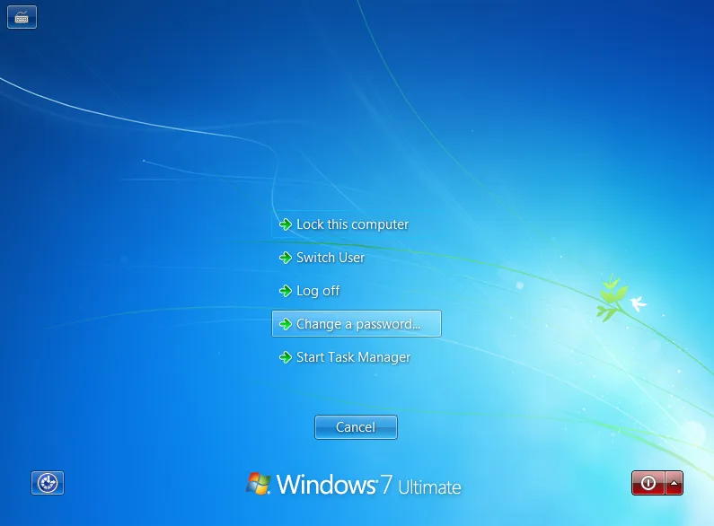 Ctrl+Alt+Del screen