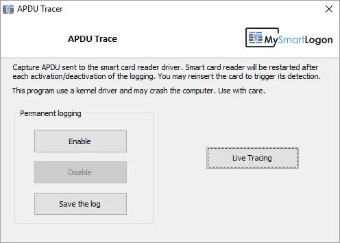 APDUTrace main window