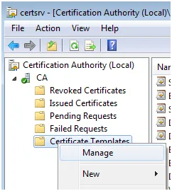 CA console - manage templates