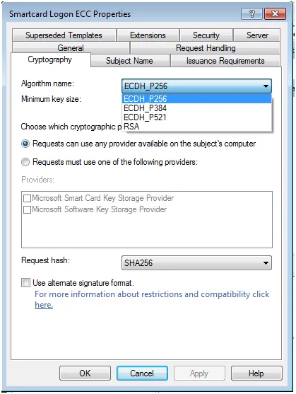 ECC cryptography settings