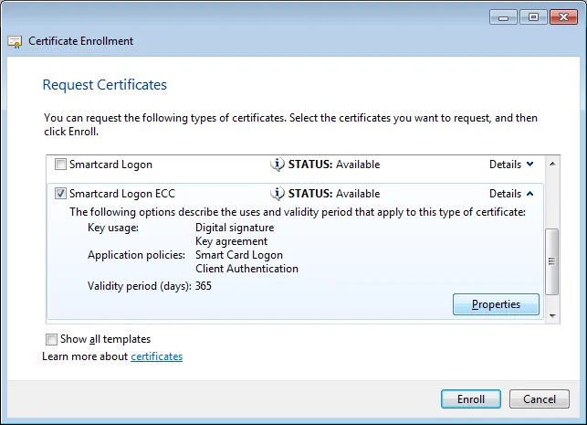 Select ECC template