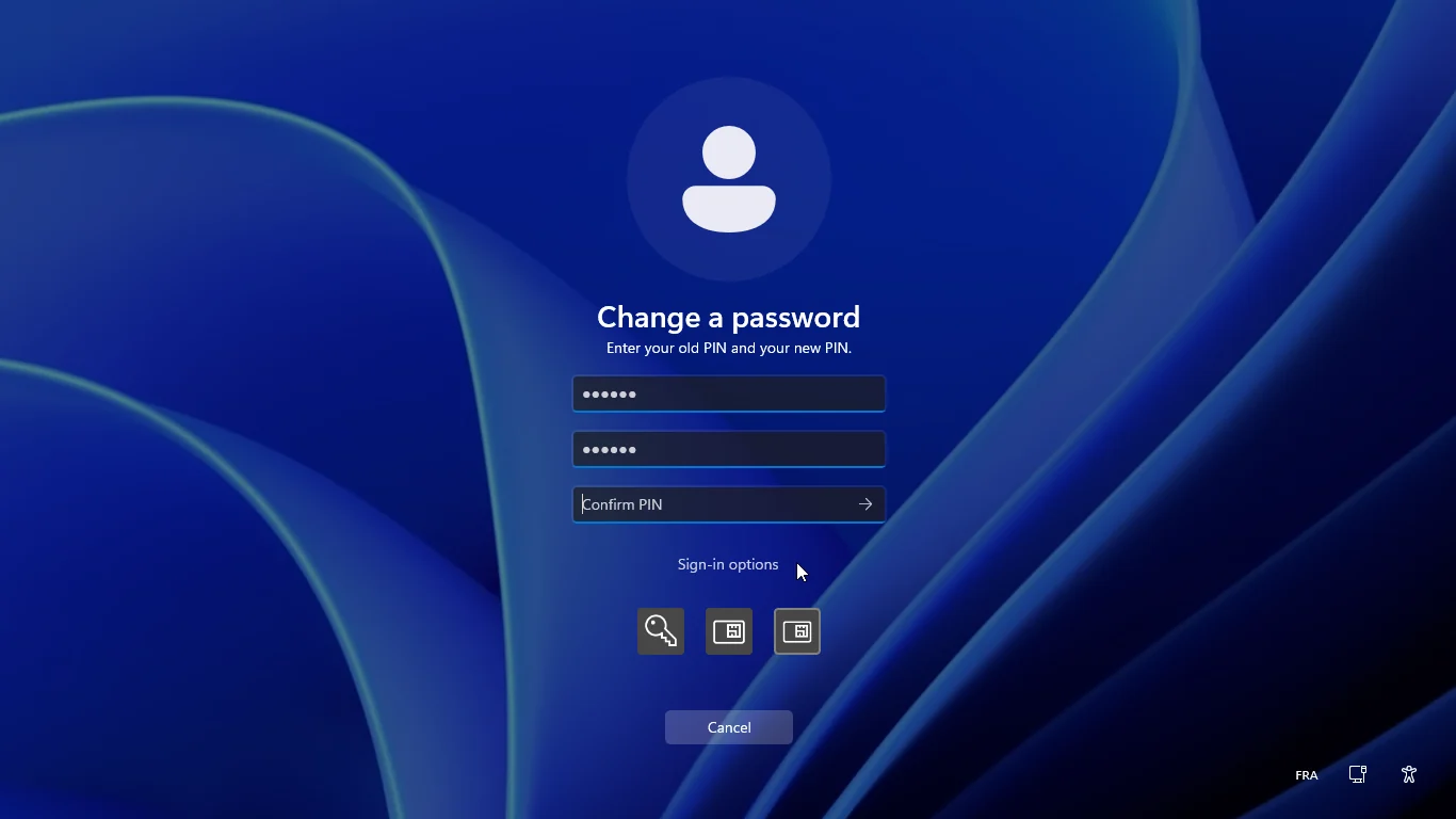 Change the PIN with Ctrl+Alt+Del on Windows 11