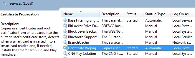 Certificate propagation service