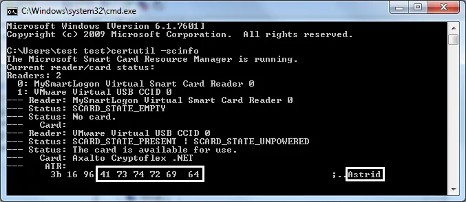 Historical bytes in certutil -scinfo