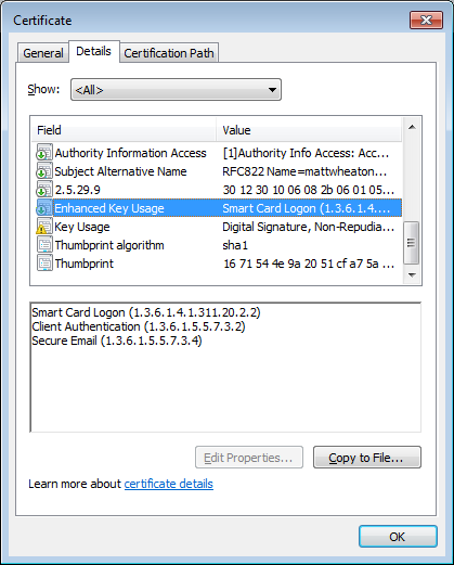 Extended Key Usage detail