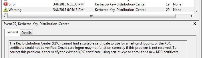 KDC Event ID 19 or 29