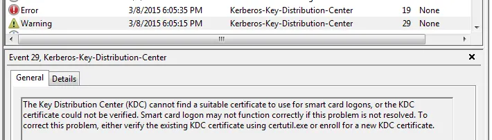 KDC Event ID 19 or 29