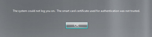 Certificate not trusted error message