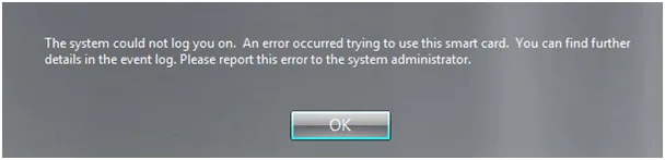 Error using smart card