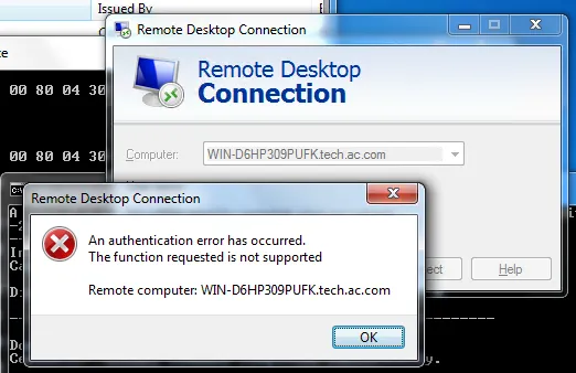Function not supported error