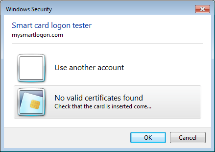 No valid certificates found on the logon screen