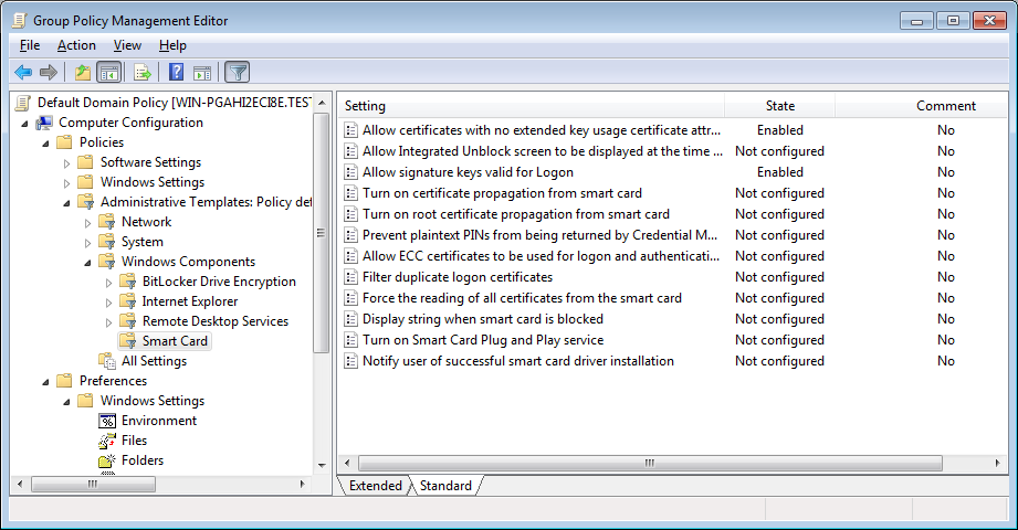 GPO SmartCardCredentialProvider settings