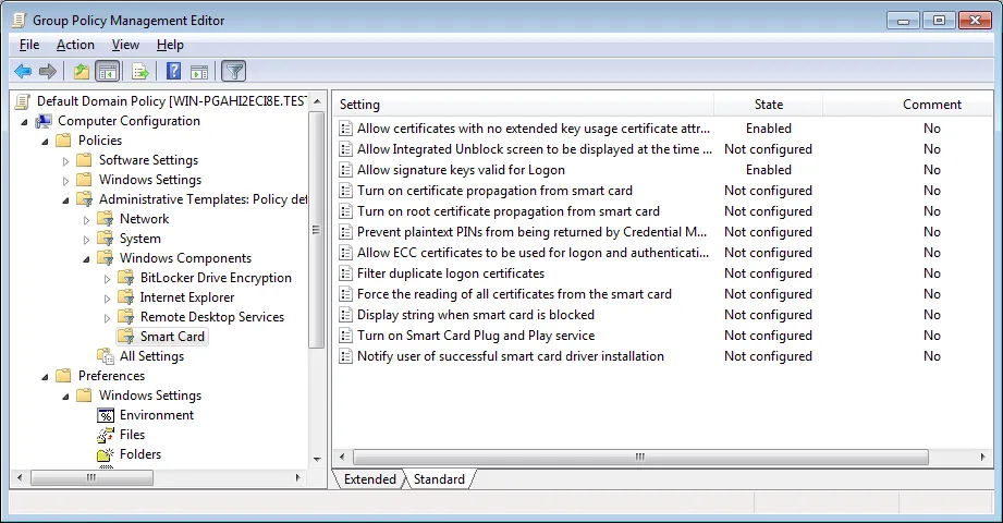 GPO SmartCardCredentialProvider settings