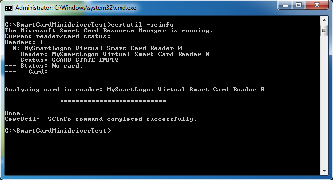 certutil -scinfo empty but healthy card