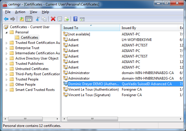 Certificate status valid