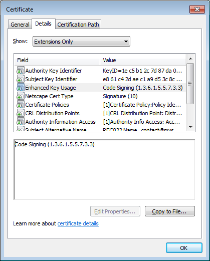 Extended Key Usage - invalid